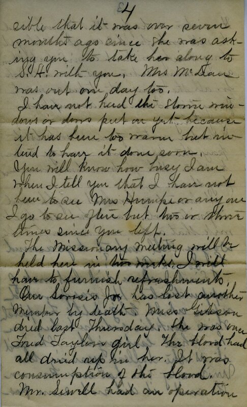 Handwritten 6 page letter from Marcia Bruner to Lawrence Bruner, "It is again Sunday and I thought I would write to you…"
