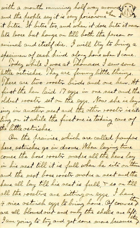 Handwritten 4 page letter from Lawrence Bruner to Helen Bruner, "I forgot to say in my letter to Mamma that I am so glad to hear that all of you have been so well."