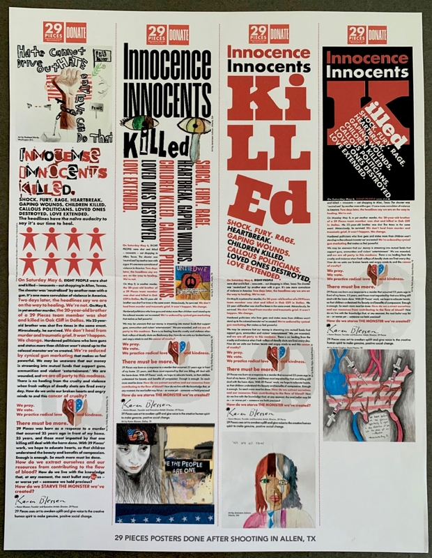 A series of hand-drawn journal pages with various illustrations, text, and thematic elements related to innocence and loss.