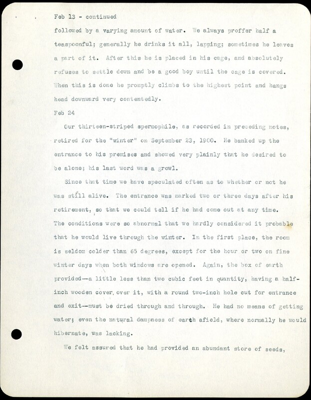 Frank H. Shoemaker typescript, 11 pages, on birds living in bird room in Omaha home with a list of birds in general Omaha region.