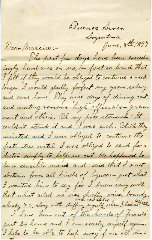 Handwritten 4 page letter from Lawrence Bruner to Marcia Bruner, "The past few days have been exceedingly hard ones one me..."
