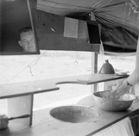 "QN + Train ", photo of a sick?, with a reflection of a soldier in the mirror