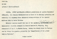 Original title: "options", Keever's title: "Does Lull in Fighting mean New Offensive or Signal for Peace?" Article about the lack of military activity in South Vietnam and the American theories as to its cause. Written for the Christian Science Monitor