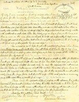 Handwritten 2 page letter from Lawrence Bruner to Marcia Bruner, "It has been two full months since I have received any word from home or even from Lincoln."