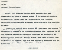 Original title: "capture", Keever's title: "Viet Cong Rexamine[?] Spies on Hunter[?] - But Some are Captured." Article draft about the Vi?t C?ng's attempts to gain reconissance in and around Saigon and the resultant capture of their spies. Written for the Christian Science Monitor