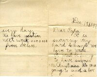Handwritten 2 page letter from Helen Bruner to Lawrence Bruner, "It is snowing very hard here and we have to…"