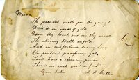 Handwritten 1 page letter from A. R. Cutler to Marcia Bruner, "The proudest motto for the young! Write it in words…"