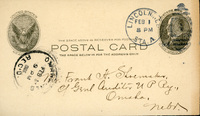 Handwritten postcard from Robert H. Wolcott to Frank H. Shoemaker, "Working hard on my president's address..."