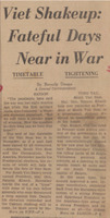 Articles published in the New York Herald Tribune about the predicted length of the war and Nguyá»…n KhÃ¡nh's seizure of power as president, page 1 and 4