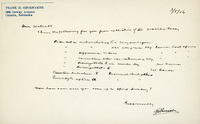 Handwritten letter, 1 page, from Frank H. Shoemaker to Robert H. Wolcott, "I have it following for you from collection of Dr. Walther Horn."