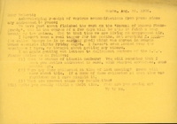 Typewritten letter, 1 page, from unknown (likely Frank H. Shoemaker) to Robert H. Wolcott, "Acknowledging reciept of various coomunifactions from youse since any addressed to youse:"