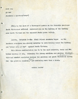 Original title: "showdown", Keever's title: "Palace Showdown Between U.S. and South Vietnamese Officials Continue as Communists Shake Saigon", Article draft about the conflict between South Vietnamese and American at a meeting in the Presidential Palace over the cessation of bombing over North Vietnam, for the Christian Science Monitor, page 1-20