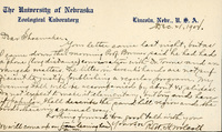 Handwritten letter, 1 page, from Robert H. Wolcott to Frank H. Shoemaker, "Your letter from came but last night, but as I came down this morning Prof. Bruner paid he had had a phone ) long distance conversation with Dr. Towne and arranged matters."