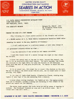 Original title: "Through the Eyes of a Navy Seabee."  "The following is a first person account of the thoughts and actions of a SEABEE member of U.S. Naval Mobile Construction Battalion EIGHT while standing his watch in Chu Lai, Republic of Vietnam." Seabees news release 222-67 (54) which included photographs of a man surveying the area in Chu Lai, Vietnam. The press release is a creative piece written by a Seabee sailor