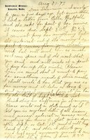 Handwritten 2 page letter from Marcia Bruner to Lawrence Bruner, "I did not go to church today..."