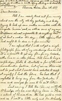 Handwritten 4 page letter from Lawrence Bruner to Marcia Bruner, "Well I am nearly tired out from running about over the city all day yesterday and today trying to look up some matters connected..."