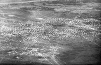 An aerial photo of a town or city.
