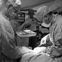 A group of American doctors during on operation.
