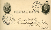 Handwritten postcard from Robert H. Wolcott to Frank H. Shoemaker, "Am looking foward with greatest anticipation to Saturday + Sunday."
