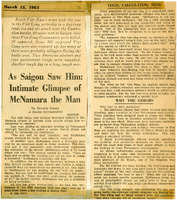 Article published in the New York Herald Tribune about Robert S. McNamara, Defense Secretary of the United States, and his role in Vietnam, page unknown