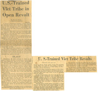 Article published in the New York Herald Tribune about the rebellion of American-trained and equipped Montagnards at Ban MÃª Thuá»™t, pages 1 and 13