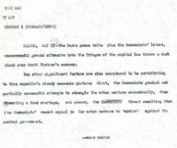 Original title: "Economy", Keever's title: "Communists Seek Economic Blockage of Cities." Article about Saigon's economy and Communist forces' attempts to create food shortages and encourage strikes. Written for the Christian Science Monitor