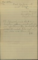 Handwritten 2 page letter from Psyche Bruner to Lawrence Bruner, "I thought I would write you a letter…"