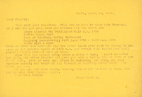 Typewritten letter, 1 page, from unknown (likely Frank H. Shoemaker) to Robert H. Wolcott, "Your card just received. Will not be able to take trip Tuesday, as I can not get away from the office: but why can't you Leave Lincoln..."