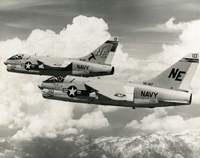 Two Corsairs II's of the VA-147 in flight.