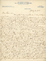 Handwritten letter, 2 pages, from Robert H. Wolcott to Frank H. Shoemaker, "Mie gehts! Was machts due? Why dont you write When are you coming down?"