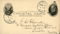 Handwritten postcard from Robert H. Wolcott to Frank H. Shoemaker, "Tomorrow night at 1:20 Prof. Bruner, Dr. War and I leave for the Forest Reserve at Halsey, she gone till the..."