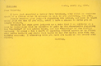 Typewritten letter, 1 page, from Frank H. Shoemaker to Robert H. Wolcott, "I have just received a letter from I.S. [Isador] Trostler, with which he encloses draft of a letter which it appears he sent to you yesterday, the 10th."