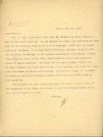 Typewritten letter, 1 page, from Frank H. Shoemaker to Robert H. Wolcott, "Miss V. and I have had a talk with Dr. Towne this noon, and got a few of our plans lined up."