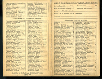 Frank H. Shoemaker bird record, sited on May 14, 1911, in Sarpy County, Nebraska, and recorded on the "Field Check List of  Nebraska Birds."