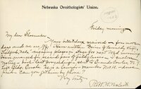 Handwritten letter, 1 page, from Robert H. Wolcott to Frank H. Shoemaker, "Your billetdoux(?) recieved- four more days and we are off- Have written 'Driver of Kennedy Stage, Thedford, Nebr.'..."