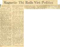 Article published in the New York Herald Tribune about General Nguyễn Chánh Thi's position in South Vietnam as a unifier, despite his contraversies, page unknown