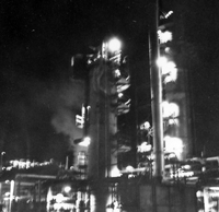 "Korea-Negs 181-3(1)-182-3(1) Chungyu Fetilizer Plant- USAID 11" Exterior of a factory at night. From scrapbook page 23.