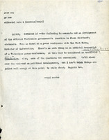 Original title: "thien", Keever's title: "Saigon Government Disagrees with U.S. Proposal for 'free delegations' Peace Talks, Throw(?) Legitimizing Viet Cong", Article draft about remarks made by Information Minister Dr. Thi?n in response to U.S. Secretary of Defense Clark Clifford, for the Christian Science Monitor, page 1-13. Article starts with Keever's note to her editing for following article, page 1. The note is generally explaining the topic aqnd sources of the article.