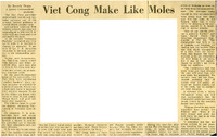 Article published in the New York Herald Tribune about the Việt Cộng's use of tunnels and foxholes to assist in their guerilla warfare, page unknown