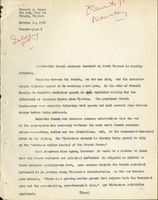 Original title: "French", Keever's title: N/A, Article draft about French-American relations in the Vietnam War, for The North American News Alliance
