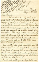 Handwritten 2 page letter from Lawrence Bruner to Marcia Bruner, "Well we have finally reached our first port out of New York after a tedious voyage..."