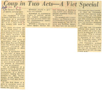 Article published in the New York Herald Tribune about General Khánh peacefully overthrowing the military junta that had previously controled South Vietnam, page 4