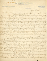Handwritten letter, 2 pages, from Robert H. Wolcott to Frank H. Shoemaker, "I should have sent this list long ago but Swank had it and asked me..."