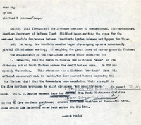 Original title: "clifford", Keever's title: "Khaki-Clad Secretary of Defense Clifford says "some" [of] Hanoi's Troops Withdraw along DMZ." Article draft about Secretary of Defense Clifford's leadup to the Second Honolulu Conference. Written for the Christian Science Monitor