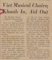 Article published in the New York Herald Tribune about the aftermath of Khanh's return to politics after a five day "retirement", page 1 and 2
