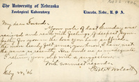 Handwritten letter, 1 page, from Robert H. Wolcott to Frank H. Shoemaker, "Your note of last Sunday was received and read with feelings of deepest sympathy for you have suffered..."