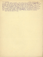 Typewritten letter, 1 page, from Frank H. Shoemaker to Robert H. Wolcott, "Your two cards received. Will bring the specimens of splendida as desired. Can not get away before the 2-something train Saturday."