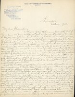 Handwritten letter, 2 pages, from Robert H. Wolcott to Frank H. Shoemaker, "Yours of the 28th came promptly but I have been so busy could ot get a chance to write a word. I began one letter on the first day of October to another person, was interrupted, and in spite of all I could do, I sat down to finish it just seven days later."