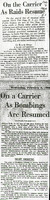 Article published in the New York Herald Tribune about the atmosphere aboard the USS Kitty Hawk as bombing runs against North Vietnam recommenced, pages 1 and 4