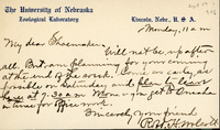 Handwritten letter, 1 page, from Robert H. Wolcott to Frank H. Shoemaker, "Will not be up after all. But am planning for your coming at the end of the week."